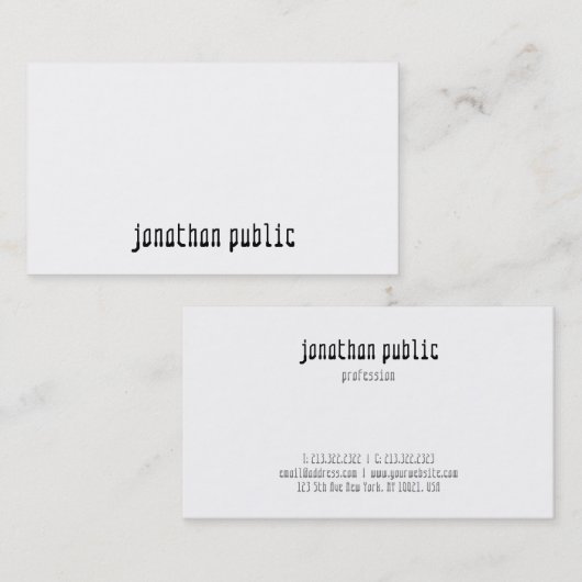 Stijlvol professioneel eenvoudig Sjabloon modern o Visitekaartje (Voorkant / Achterkant)