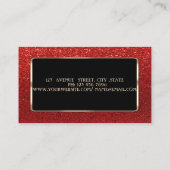 Stijlvol, professioneel en rood glitterig, elegant visitekaartje (Achterkant)