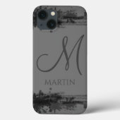 Stijlvol, professioneel grijs en zwart, monogramme Case-Mate iPhone case (Achterkant)