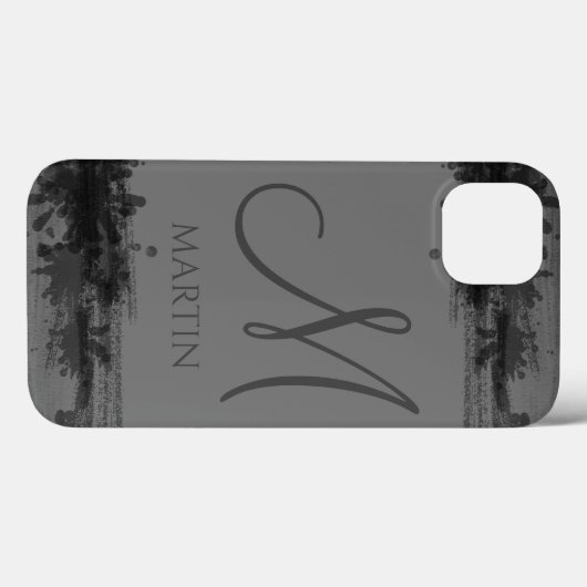 Stijlvol, professioneel grijs en zwart, monogramme Case-Mate iPhone case (Achterkant (horizontaal))