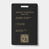 Stijlvol Professioneel Vastgoed Chic Makelaar QR C Badge (Achterkant)