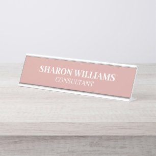 Stijlvol Professionele Stof Roze Minimalistische B Bureau Naambordje