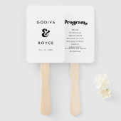 Stijlvol programma voor zwarte en witte bruiloft handwaaier (Voorkant en achterkant)