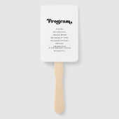 Stijlvol programma voor zwarte en witte bruiloft handwaaier (Achterkant)