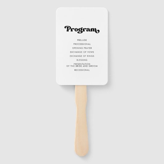 Stijlvol programma voor zwarte en witte bruiloft handwaaier (Achterkant)