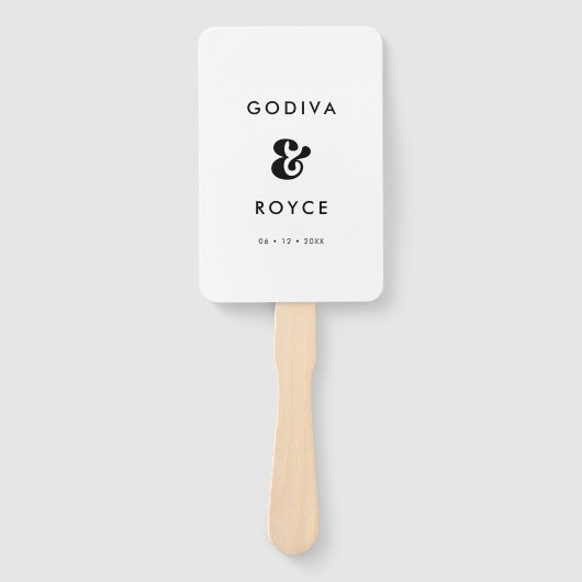 Stijlvol programma voor zwarte en witte bruiloft handwaaier (Voorkant)