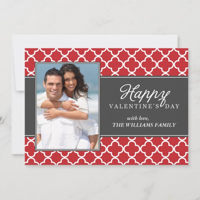 Stijlvol Quatrefoil Foto Valetines Day (Voorkant)