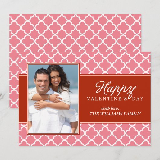 Stijlvol Quatrefoil Foto Valetines Day (Voorkant / Achterkant)