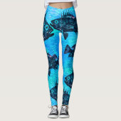 Stijlvol Quillback op blauw - Leggings (Voorkant)