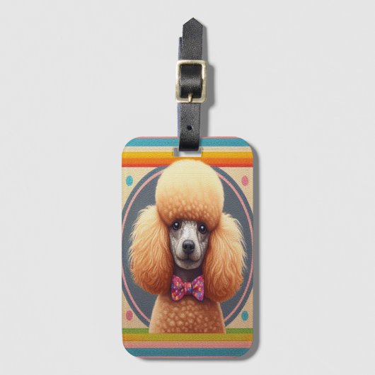 Stijlvol Realistisch Schattige Poodle Dog Kleurrij Bagagelabel (Voorkant (verticaal))