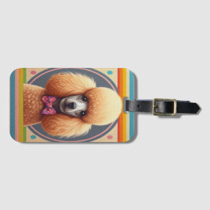 Stijlvol Realistisch Schattige Poodle Dog Kleurrij Bagagelabel