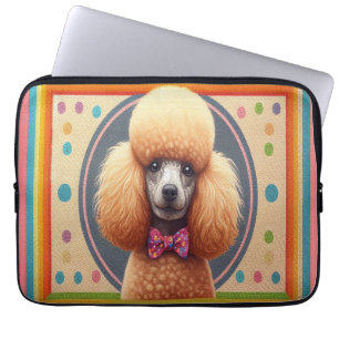 Stijlvol Realistisch Schattige Poodle Dog Kleurrij Laptop Sleeve
