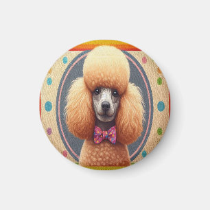 Stijlvol Realistisch Schattige Poodle Dog Kleurrij Magneet