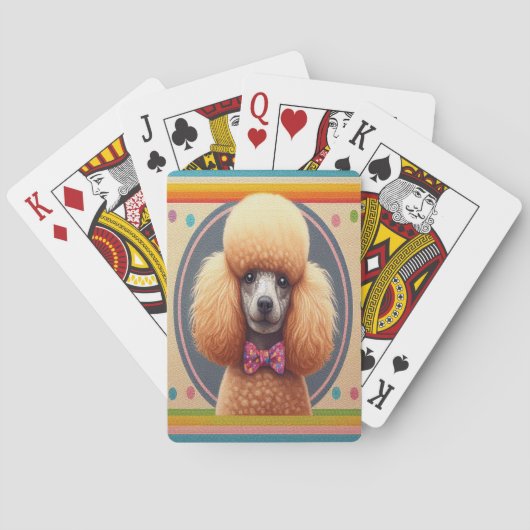 Stijlvol Realistisch Schattige Poodle Dog Kleurrij Pokerkaarten (Achterkant)