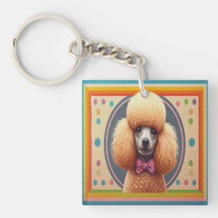 Stijlvol Realistisch Schattige Poodle Dog Kleurrij Sleutelhanger