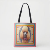 Stijlvol Realistisch Schattige Poodle Dog Kleurrij Tote Bag (Voorkant)