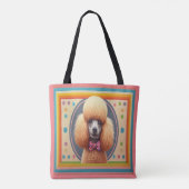 Stijlvol Realistisch Schattige Poodle Dog Kleurrij Tote Bag (Achterkant)