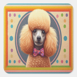 Stijlvol Realistisch Schattige Poodle Dog Kleurrij Vierkante Sticker