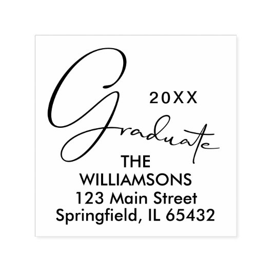 Stijlvol retouradres voor Afstuderen script Zelfinktende Stempel (Design)