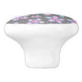 Stijlvol Retro 60s Roze & Turquoise Flowers Keramische Knop (Zijkant)