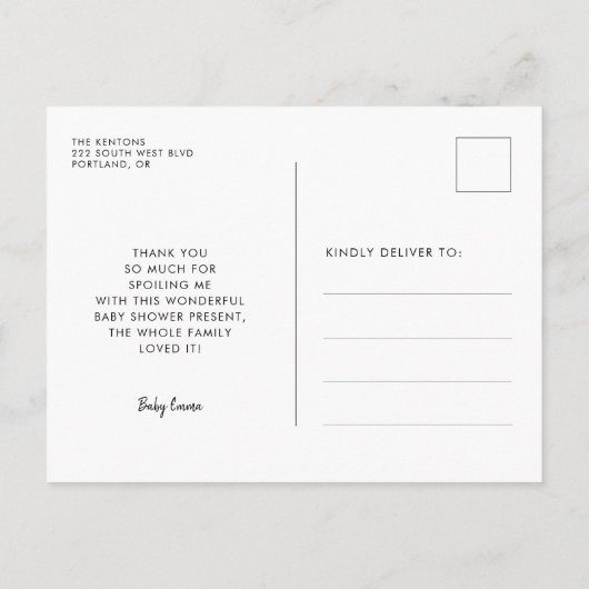 Stijlvol retro Baby shower dank u Briefkaart (Achterkant)