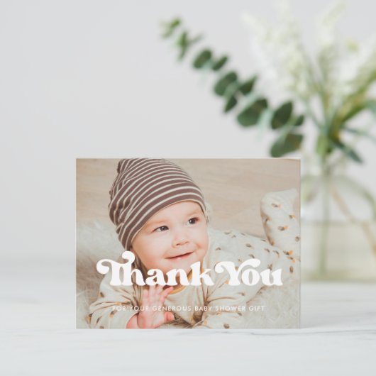 Stijlvol retro Baby shower dank u Briefkaart (Staand voorkant)
