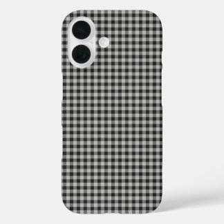 Stijlvol Retro Black en Grey Gingham Pset Pattern iPhone 16 Hoesje