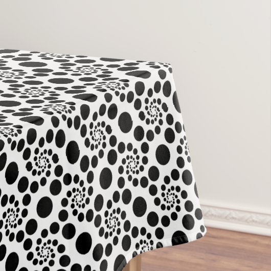 Stijlvol Retro Black & White Dot Swirl Pattern Tafelkleed (Voorbeeld)