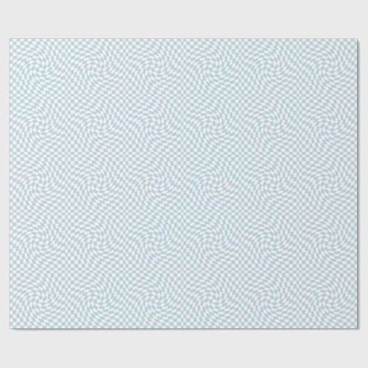 Stijlvol Retro Blue Pastel Warped Checkerboard Cadeaupapier (Vlak)