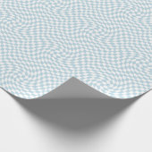 Stijlvol Retro Blue Pastel Warped Checkerboard Cadeaupapier (Hoek)