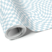 Stijlvol Retro Blue Pastel Warped Checkerboard Cadeaupapier (Rol Hoek)