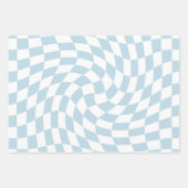 Stijlvol Retro Blue Pastel Warped Checkerboard Inpakpapier Vel (Voorkant 3)