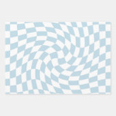 Stijlvol Retro Blue Pastel Warped Checkerboard Inpakpapier Vel (Voorkant 2)