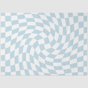 Stijlvol Retro Blue Pastel Warped Checkerboard Tissuepapier
