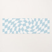 Stijlvol Retro Blue Pastel Warped Checkerboard Yogamat (Achterkant (horizontaal))