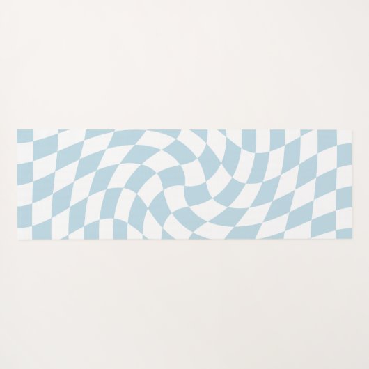 Stijlvol Retro Blue Pastel Warped Checkerboard Yogamat (Achterkant (horizontaal))