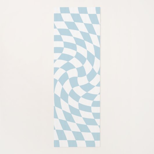 Stijlvol Retro Blue Pastel Warped Checkerboard Yogamat (Achterkant)