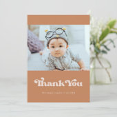 Stijlvol retro bruin suiker Baby shower Bedankkaart (Staand voorkant)