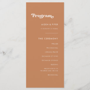 Stijlvol retro-bruin suikertrouwprogramma programmakaart