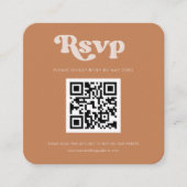Stijlvol retro bruine suiker QR-code RSVP-reactie Informatiekaartje (Voorkant)