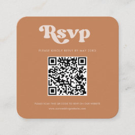 Stijlvol retro bruine suiker QR-code RSVP-reactie Informatiekaartje
