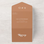 Stijlvol retro bruine suikerbruiloft all in one uitnodiging (Buitenkant)