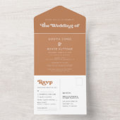 Stijlvol retro bruine suikerbruiloft all in one uitnodiging (Binnen)