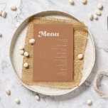 Stijlvol retro bruine suikerbruiloft menu<br><div class="desc">Een retro-chic-thema: neem dit enigszins  en stijlvolle typografische ontwerp aan voor je trouwkantoorbenodigdheden,  met een verbrand oranje,  terracotta,  bruine suiker & perzikroze kleurthema. Volledig aanpasbare tekst,  kleuren en achtergronden.</div>