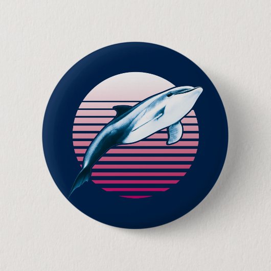 stijlvol Retro Dolphin Ronde Button 5,7 Cm (Voorkant)