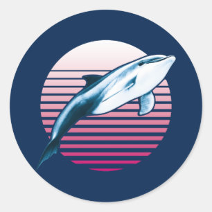  stijlvol Retro Dolphin Ronde Sticker