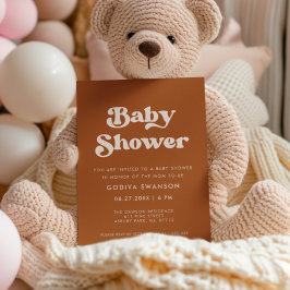 Stijlvol retro gebrand Sinaasappel Baby shower Kaart