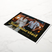 Stijlvol retro Gewoon gehuwde gouden folie fotokaa Uitnodiging (Gedraaid)