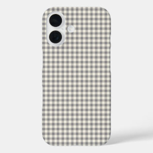 Stijlvol Retro Gray Gingham Pset Pattern iPhone 16 Hoesje