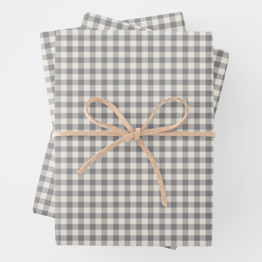 Stijlvol Retro Gray Gingham Pset Pattern Inpakpapier Vel (In situ)